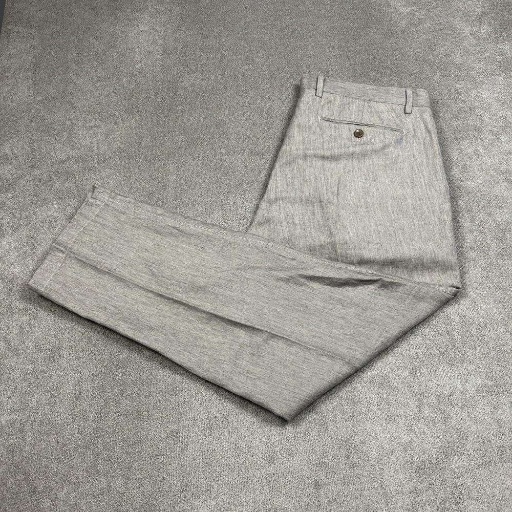 Banana Republic Mens Linen Blend Pants 36x30 Brown Aiden Fit Flat Chino Slacks